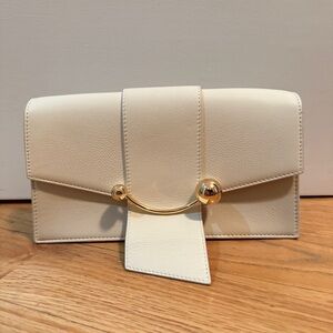 Authentic Strathberry Cream Leather Crossbody with Gold Accent